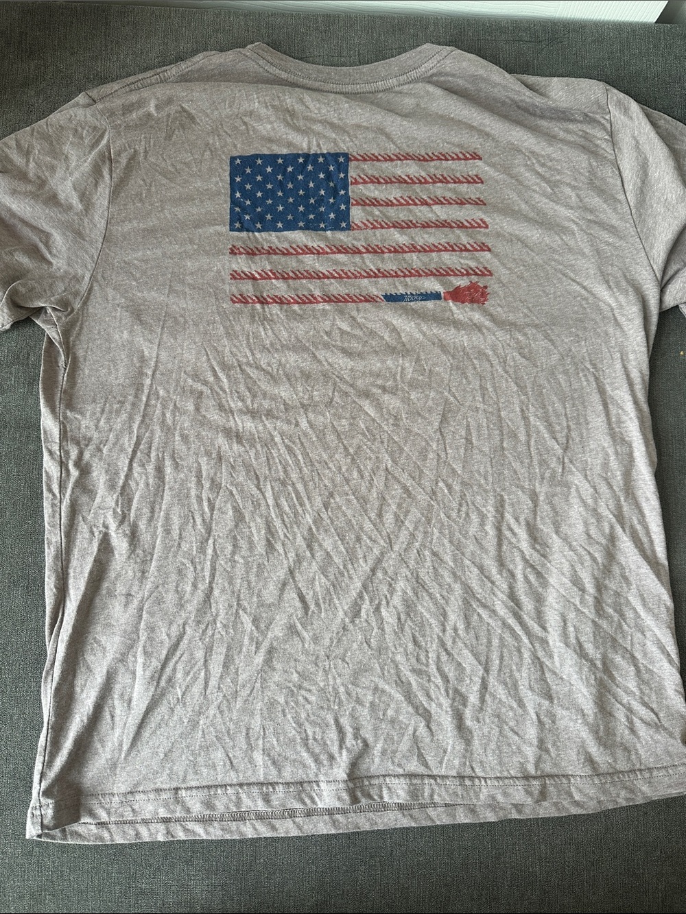 Hooey Cream Short-Sleeve Tee with Distressed American Flag